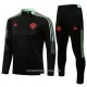 Manchester United Kvart-Zip Trenings Collegegenser Set Barn 22-23 Svart