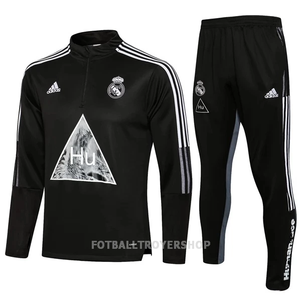 Real Madrid Kvart-Zip Trenings Collegegenser Set Barn 22-23 Svart