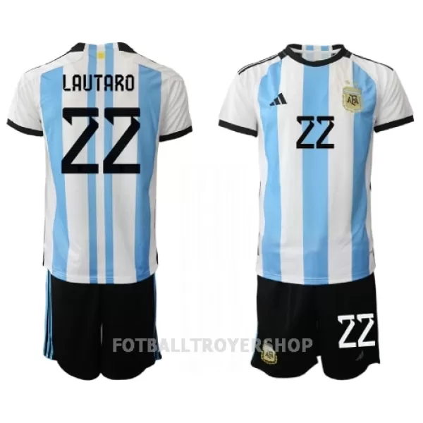 Argentina Lautaro Martinez 22 Hjemmedrakt Barn VM 2022 - med Bukse