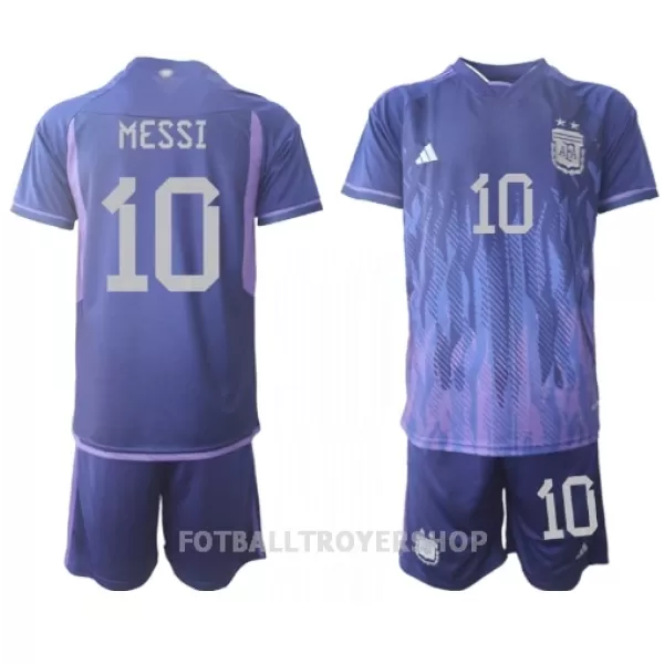 Argentina Lionel Messi 10 Bortedrakt Barn VM 2022 - med Bukse