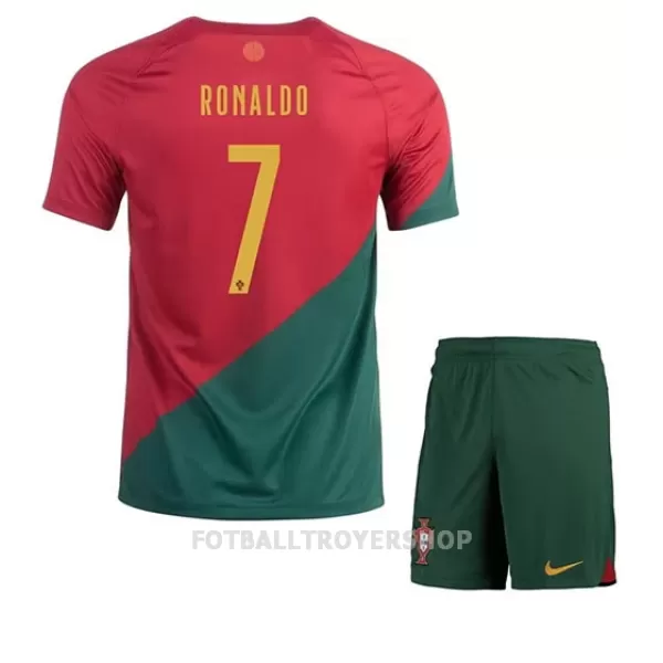 Portugal Cristiano Ronaldo 7 Hjemmedrakt Barn VM 2022 - med Bukse