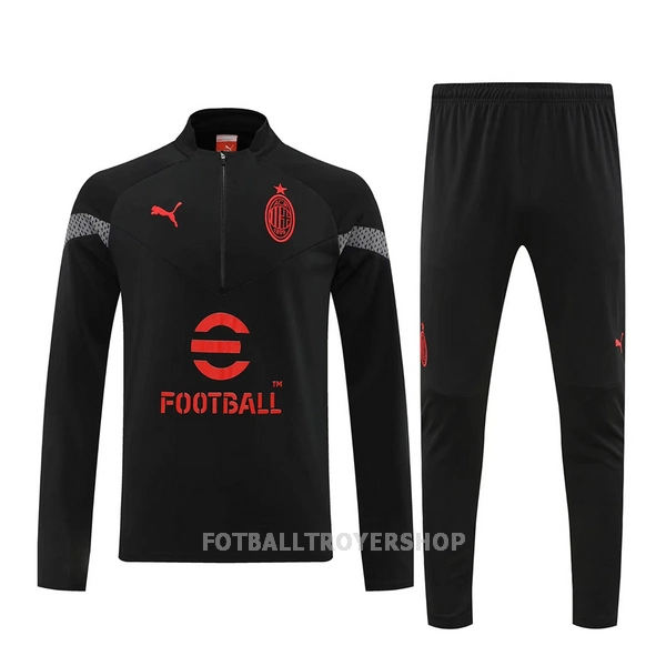 AC Milan Kvart-Zip Trenings Collegegenser Herre 22-23 Svart