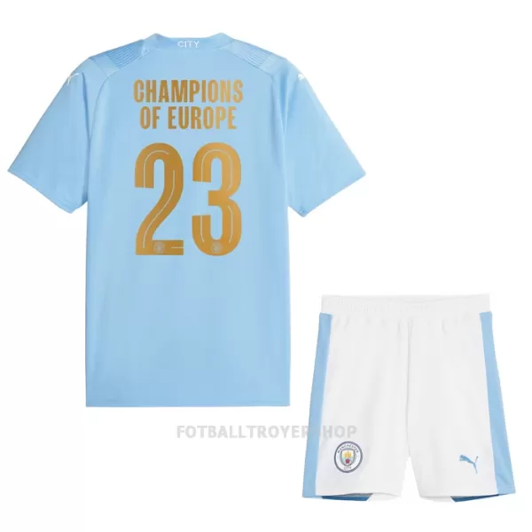 Manchester City Champions of Europe Hjemmedrakt Barn 2023/2024 - med Bukse