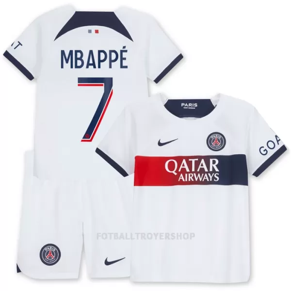 Paris Saint-Germain Mbappé 7 Bortedrakt Barn 2023/2024 - med Bukse