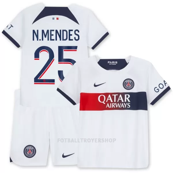 Paris Saint-Germain N.Mendes 25 Bortedrakt Barn 2023/2024 - med Bukse