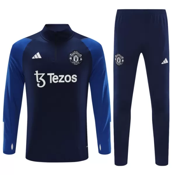 Manchester United Kvart-Zip Trenings Collegegenser Barn 2023/2024 Navy