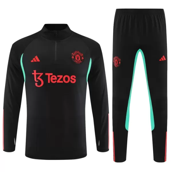 Manchester United Kvart-Zip Trenings Collegegenser Barn 2023/2024 Svart