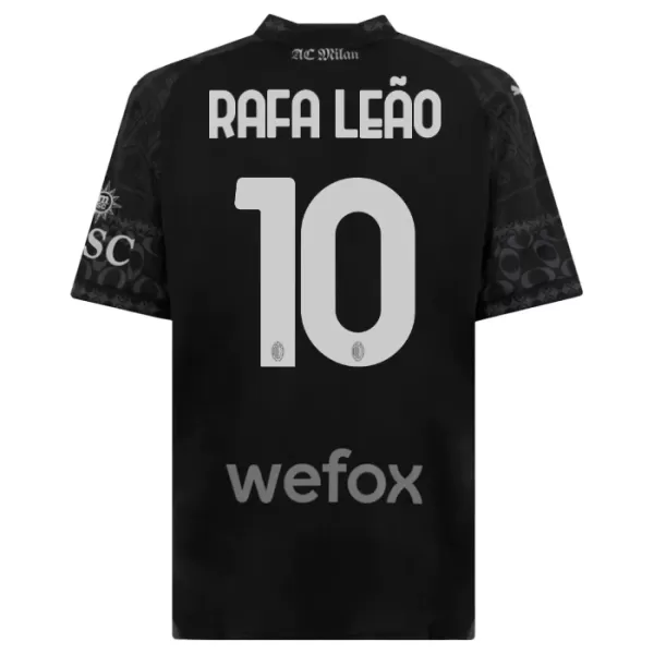 AC Milan Rafael Leao 10 Fjerdedrakt Barn 2023/2024 Svart - med Bukse