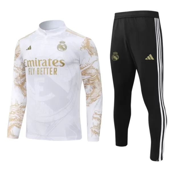 Real Madrid Kvart-Zip Trenings Collegegenser Barn 2024/2025 Hvit