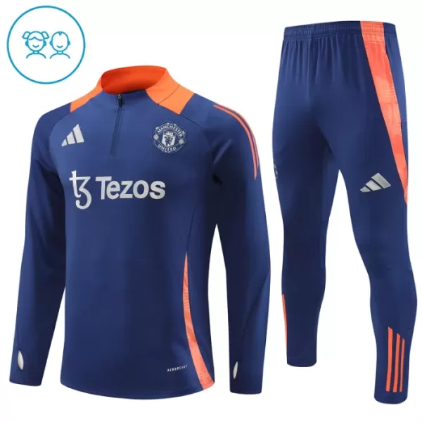 Manchester United Kvart-Zip Trenings Collegegenser Barn 2024/2025 Navy