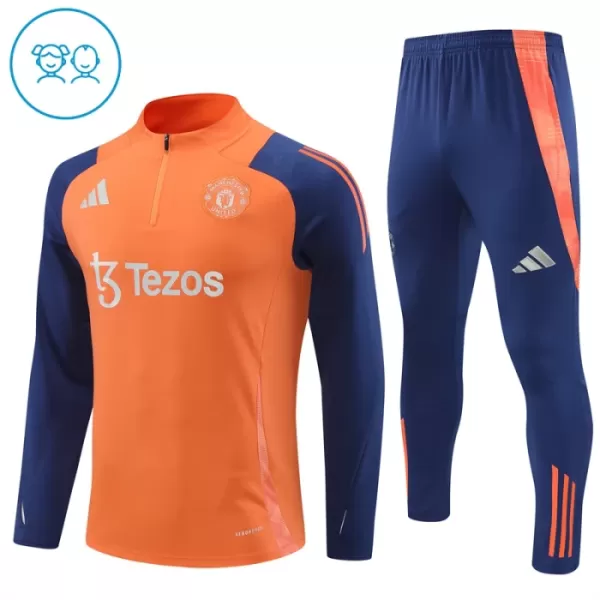 Manchester United Kvart-Zip Trenings Collegegenser Barn 2024/2025 Oransje