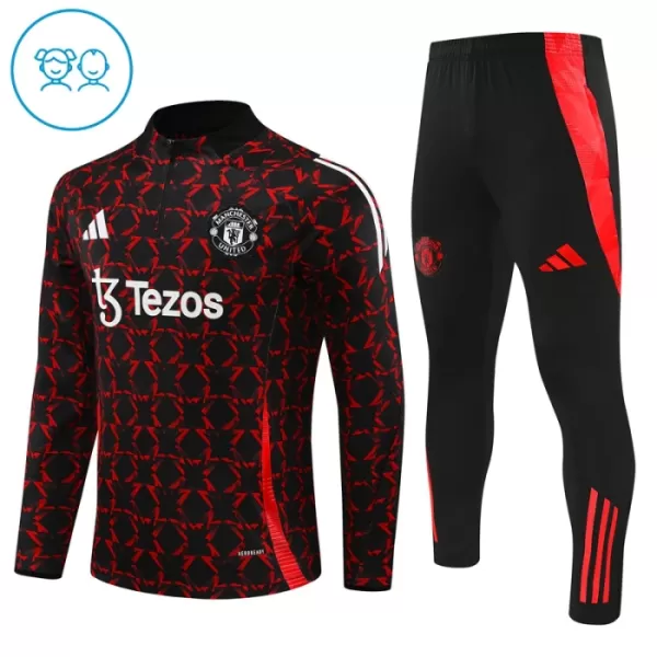 Manchester United Kvart-Zip Trenings Collegegenser Barn 2024/2025 Svart