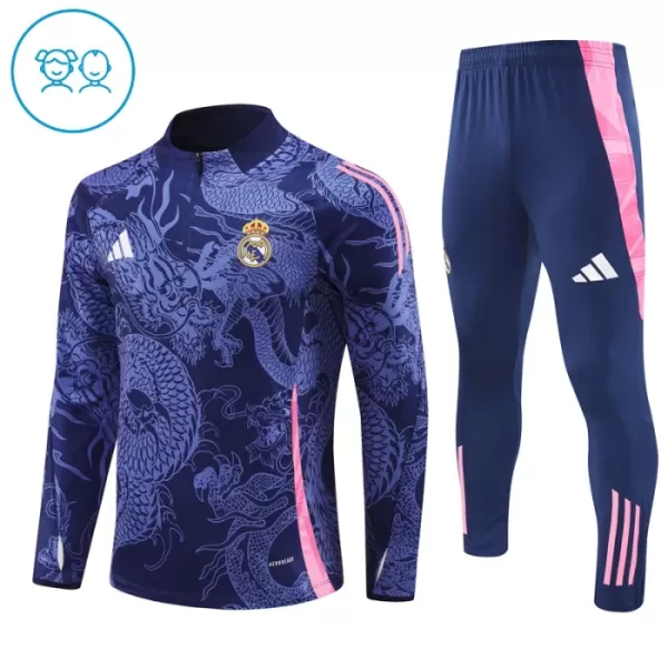 Real Madrid Kvart-Zip Trenings Collegegenser Barn 2024/2025 Dragon Navy