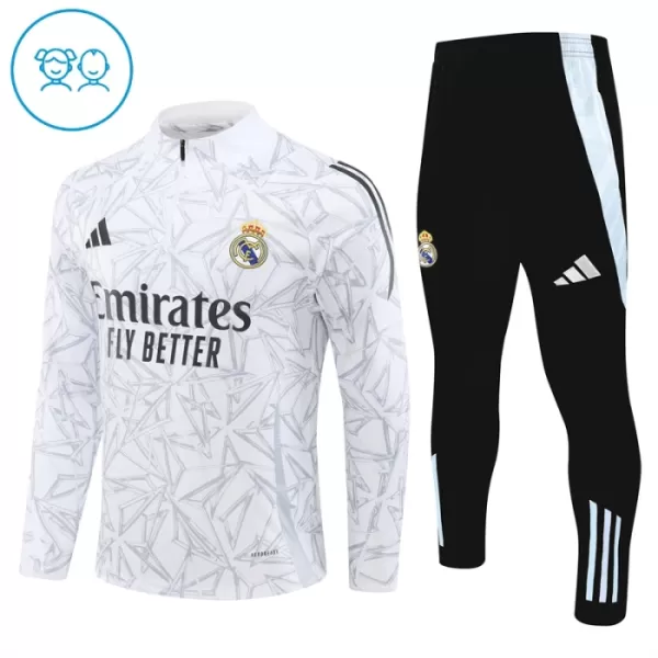 Real Madrid Kvart-Zip Trenings Collegegenser Barn 2024/2025 Hvit