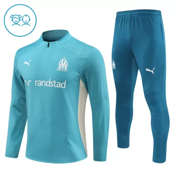 Olympique de Marseille Teal Version Kvart-Zip Trenings Collegegenser Barn 2024/2025