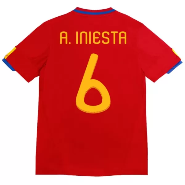 Spania A. Iniesta 6 2010 Hjemmedrakt Herre Retro